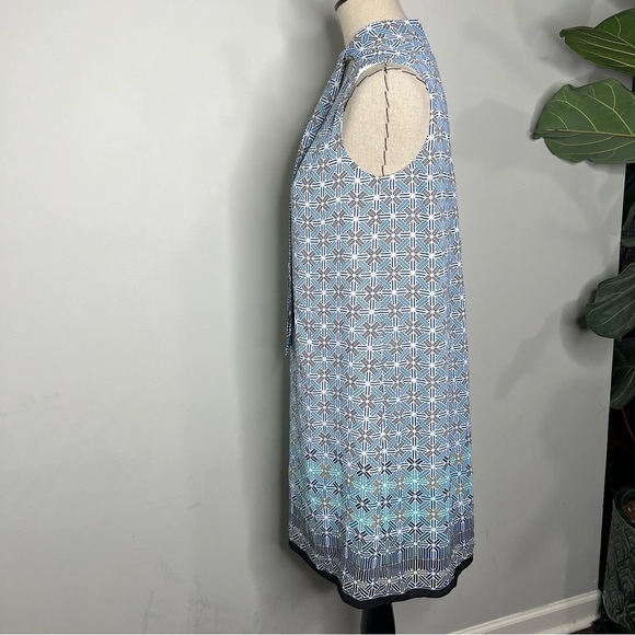 Max Studio shift dress v-neck neck tie geometric pattern midi dress size XS - Picture 7 of 9